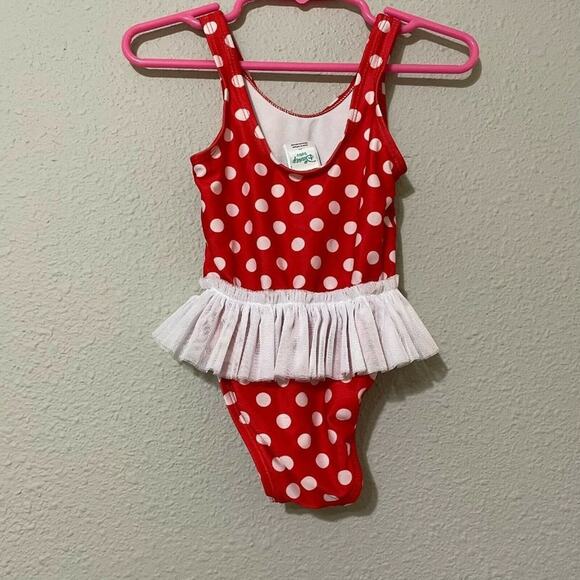 Disney Baby Girls Red Minnie Mouse Polka Dots One Piece Swimsuit Size 18 M - Picture 2 of 7
